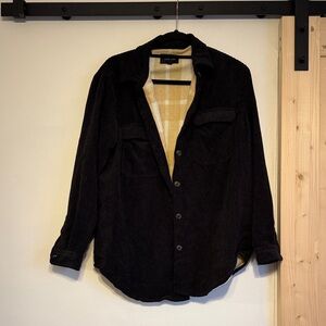 Black Corduroy Button-Up Shirt